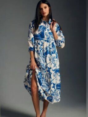 NWT Maeve by Anthropologie “The Bettina” Tiered Shirt Dress